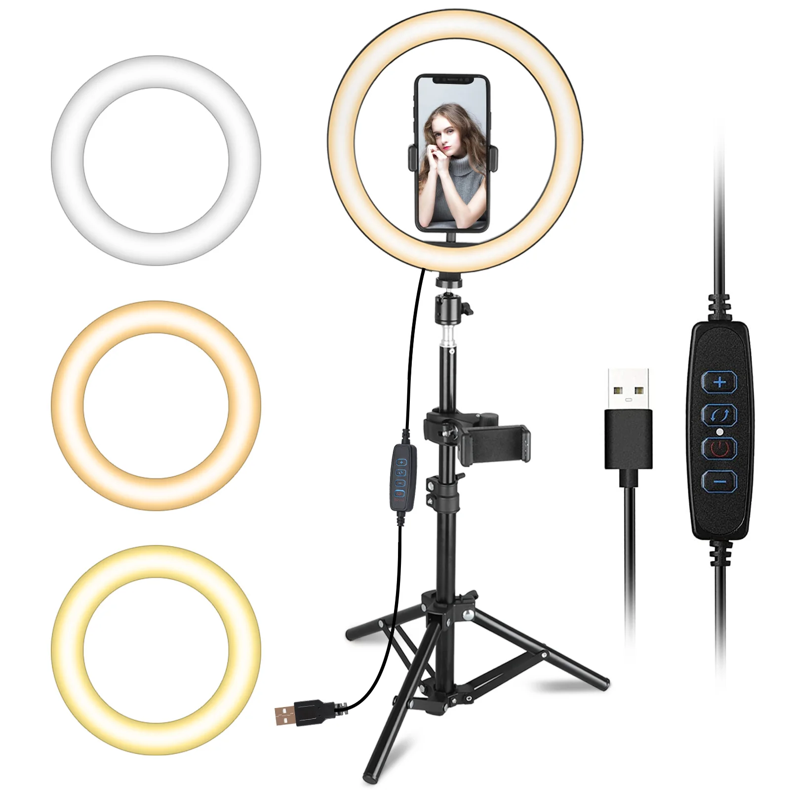 16/26/30CM Ring Light LED Selfie Video Lamp With Tripod Stand Phone Clip For YouTube Live Lighting Photo Photography Studio